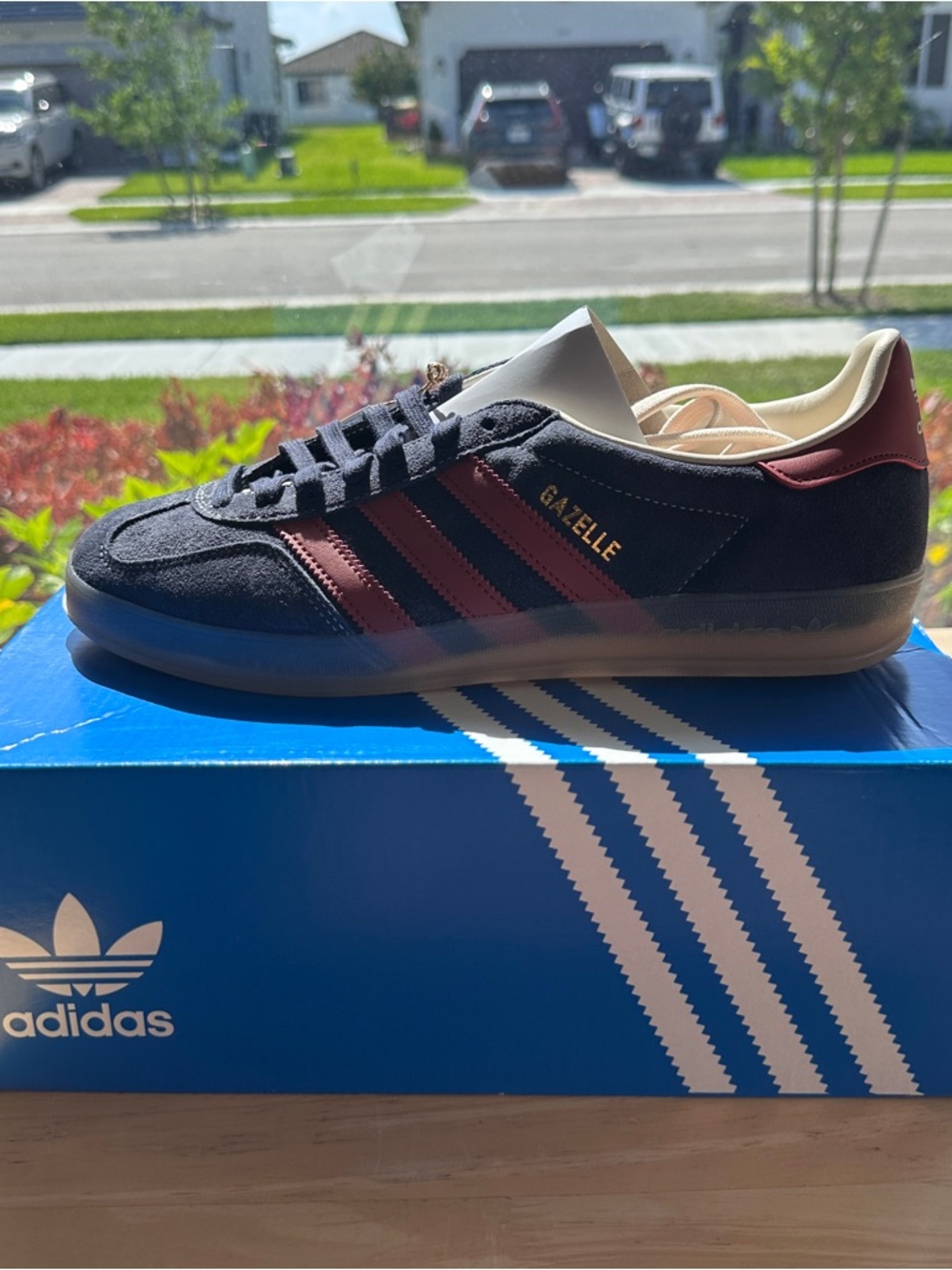adidas Gazelle indoor suede Sneakers legend ink Navy Suede with Red Stripes New - Picture 8 of 16